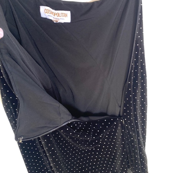 (A4c) NEW Cosmopolitan Black studded one Shoulder velvet dress, Size M, NWOT - Picture 9 of 12